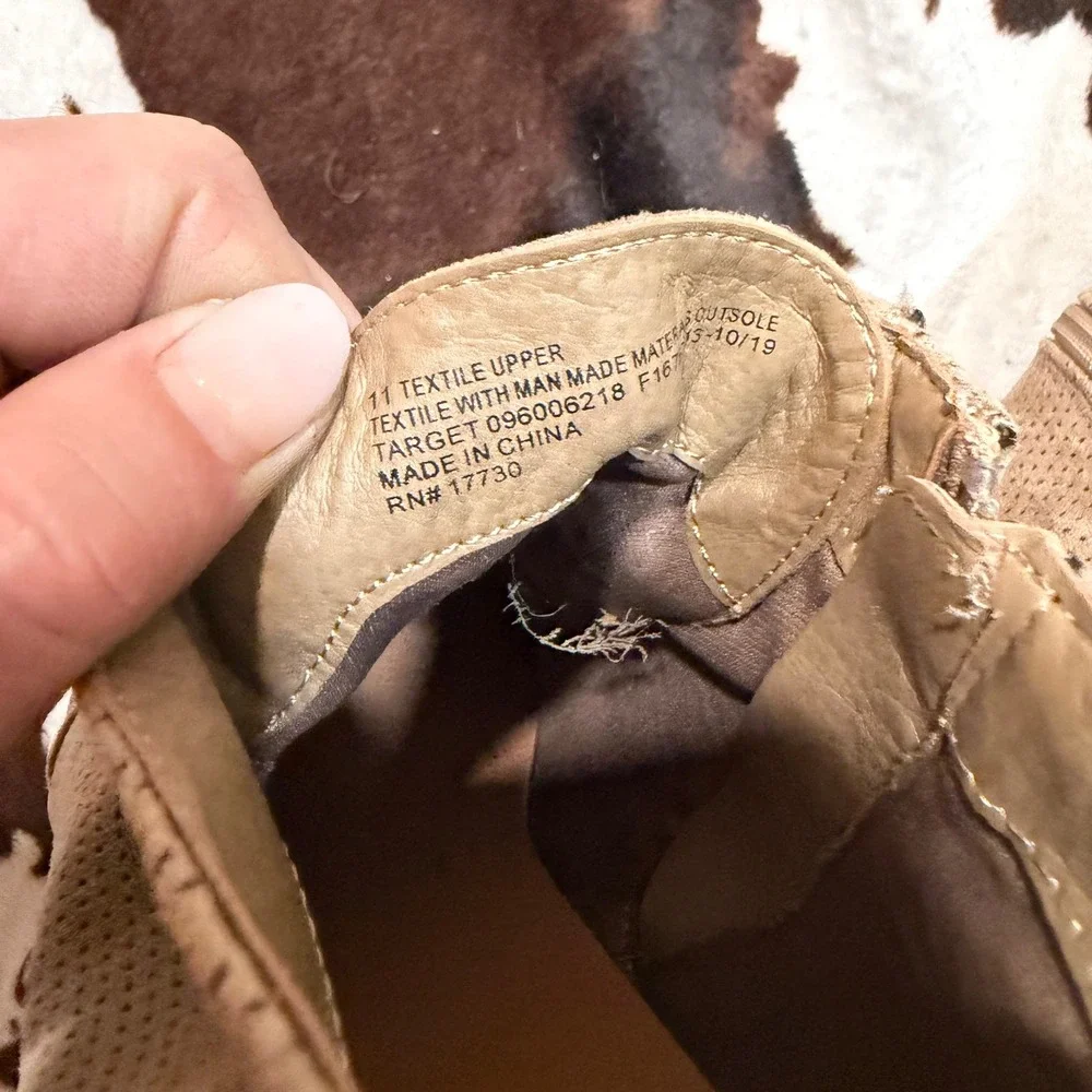 A New Day Wedge Sneaker Women 11 Tan Faux Suede Perforated Casual Athleisure